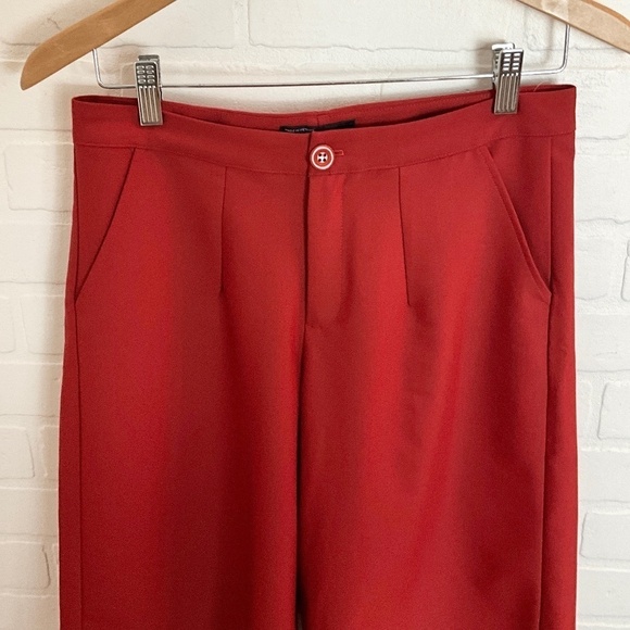 Zara Culotte Trousers Cropped Red Brick Cinnamon Wide leg Slash Pockets M - Picture 8 of 11